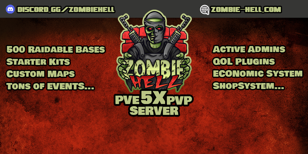 BURN ZOMBIE HELL|5X|Raid Bases|Skill Tree|Better NPC|Loot+|KITS|TP|Jetpack|NPC Boss|Better NPC|Bradley+Heli Signals Server Image