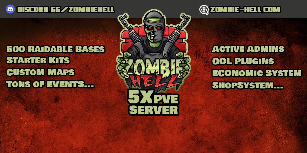 PURGE BURN ZOMBIE ISLAND PVE|5X|Raidable Bases|Skill Tree|QUEST|Jetpack|Loot+|KITS|TP|NPC Boss|Bradley + Heli Signals Server Image